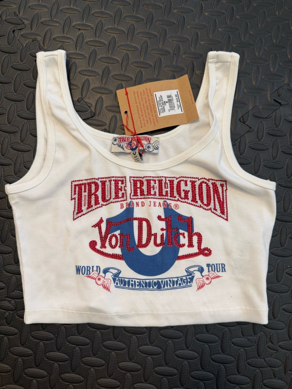 True Religion Von Dutch White Crop Tank